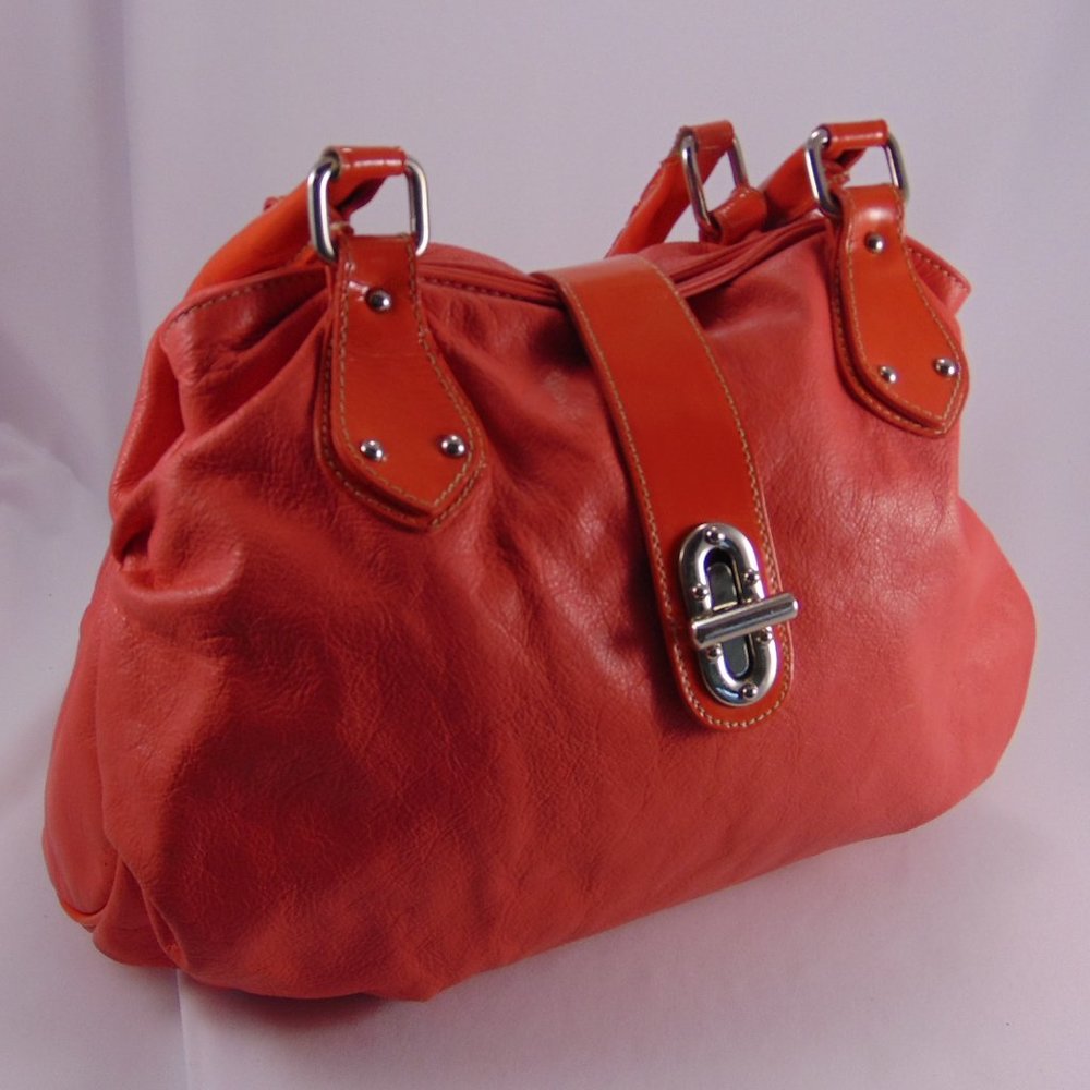 INNUE' Italy Fire Coral Soft Leather Hobo Bag